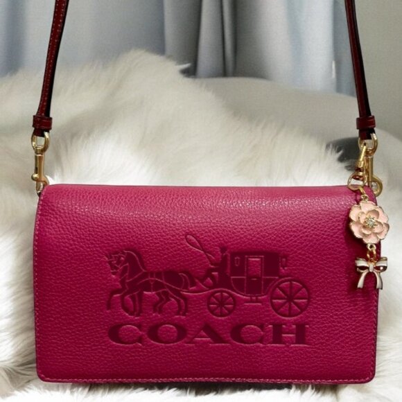 Coach Handbags - 💰SALE💰 NWOT Coach Horse & Carriage Anna Fold-Over Clutch Crossbody + Charm